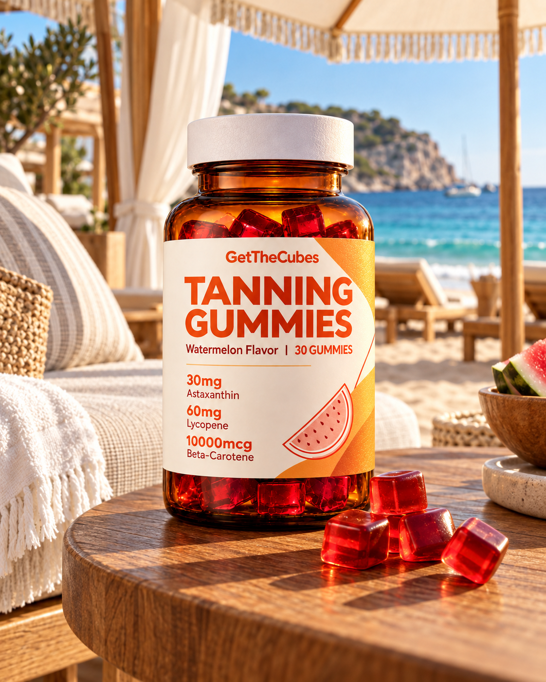 GetTheCubes carotenoid gummies for a gradual golden glow